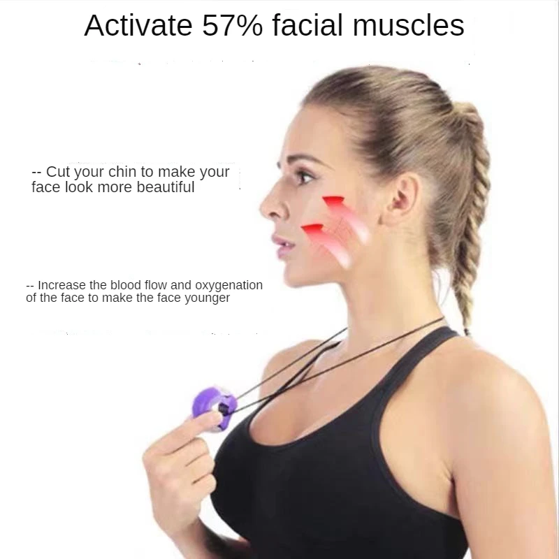 Silica Gel Lanyard Jaw Exerciser Face Stress Ball Jawline Muscle Facial Toner Cheekbones Trainer Gym Fitness Exercise Equipment