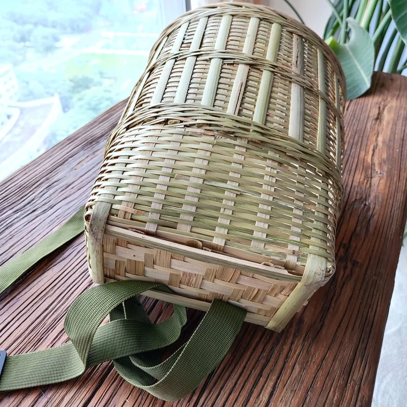 BP79 Bamboo Backpack, Reinforced with Thick Bamboo Skin, Adjustable Strap, Oval-Shaped Harvest Basket 5