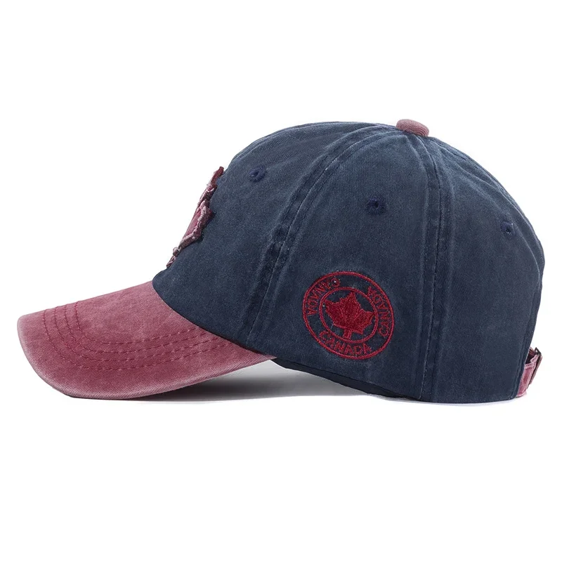Unisex Washed Cotton Vintage Cap Canada Big Maple Leaf Embroidery Baseball Cap Men And Women Outdoor Sports Hats 4