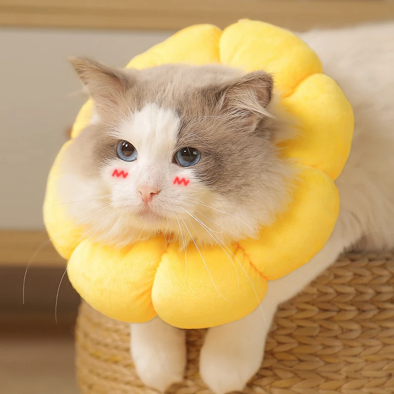 Pet Cat Small Dog Recovery Collar, Adorable Sunflower After Surgery Adjustable Pet Collar,Wound Healing Protection Collar 5