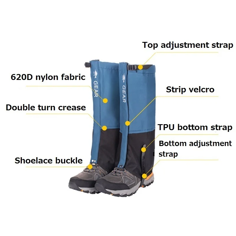 Ghette Impermeabili Per Escursionismo - Regolabili, Traspiranti | Protezione Gambe Da Neve, Fango | Nero - Foto 12