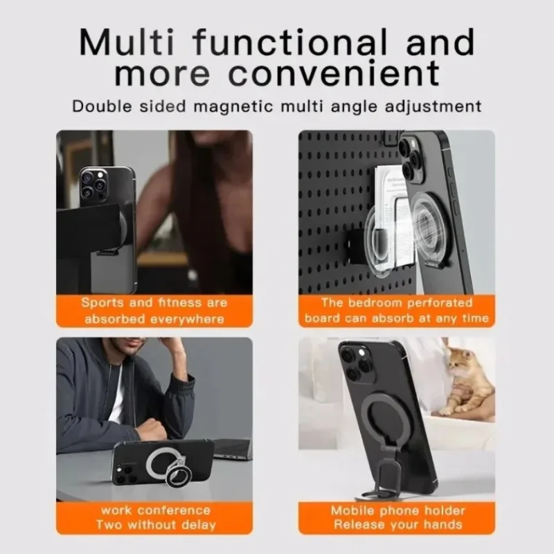 Magnetic Double-Sided Phone Ring Holder & Stand with Kickstand and Magnet Grip