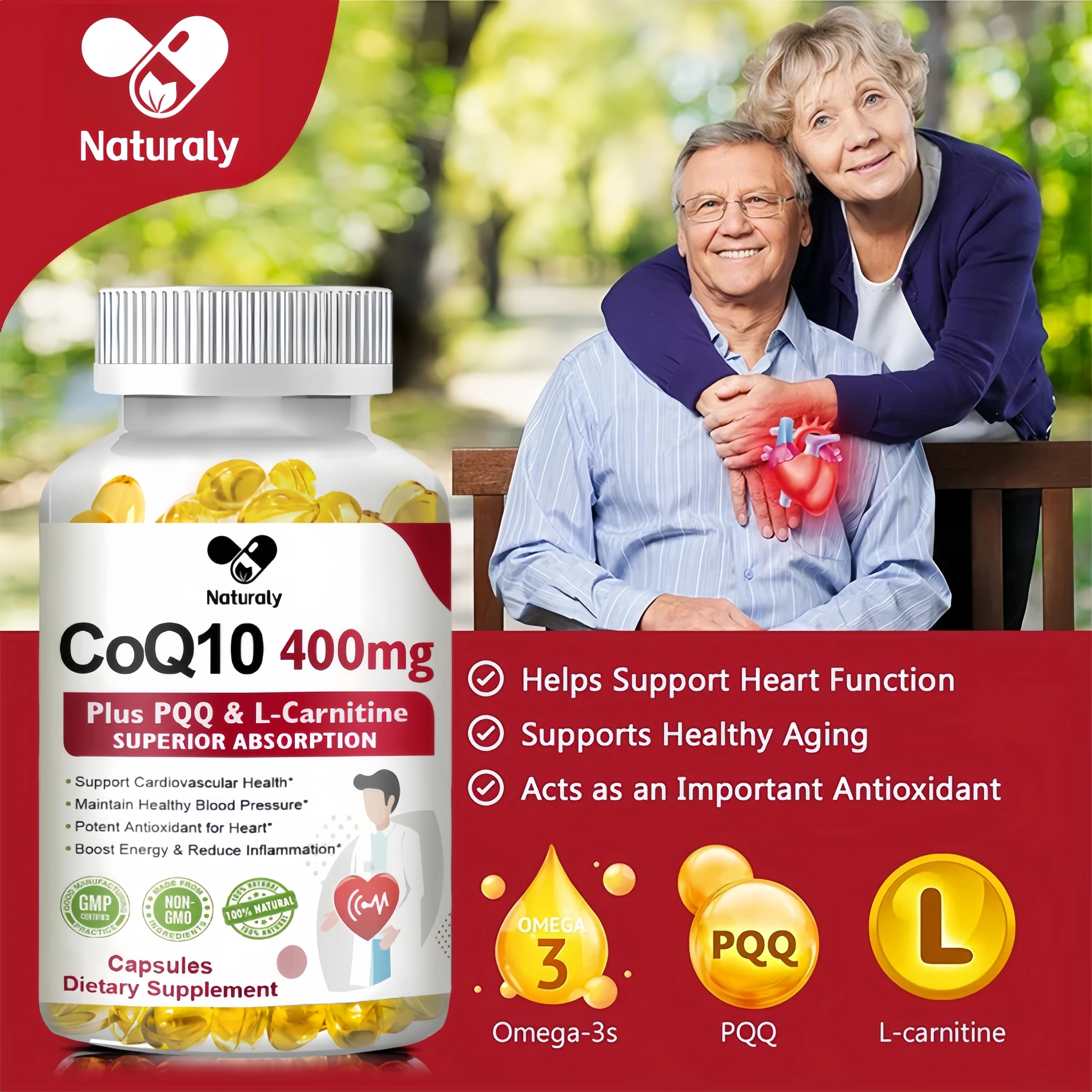 Coq10 Capsules CoQ10 Capsules (Ubiquinone) 400mg with PQQ Antioxidant Support for Brain Heart & Energy Health &ndash; Coenzyme Q10 Supplement