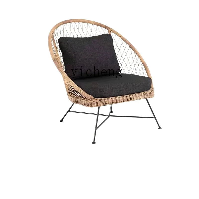 

Tqh Outdoor Rattan Chair Sofa Three-Piece Outdoor Rattan Garden Balcony Leisure Terrace Waterproof Couch