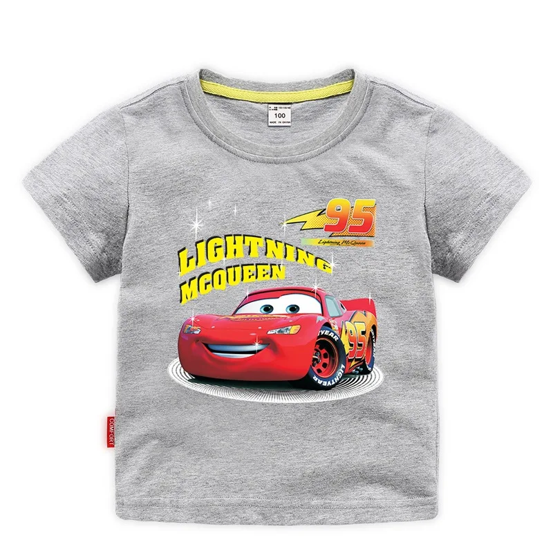 thumbnail image 1 of Camiseta de manga corta de algodón para niños con dibujos animados de Disney Lightning Mcqueens, ropa para niños, ropa de carreras de coches, regalo para niños, 1 of 5