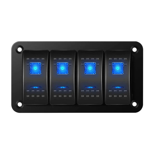 لوحة مفاتيح الروك LED زرقاء ، لوحة مفاتيح تشغيل/إيقاف تشغيل الألومنيوم ، خطر أحمر للسيارة ، البحرية ، القوارب ، الشاحنات ، 2 ، 3 ، 4 ، 5 ، 6 ، 8 عصابة