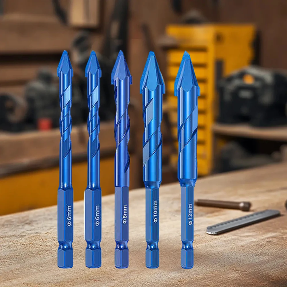 4/5pcs Masonry Concrete Spiral Drill Bit 6/8/10/12mm Eccentric for Glass Ceramic Tile Brick Plastic Wood Mason Hard Alloy Wall H