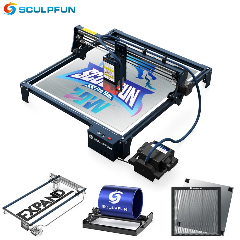 

SCULPFUN S30 Pro Max Set Laser Engraver with 30L/min Automatic Air-assist System 20W Desktop CNC Laser Cutter Engraving Machine