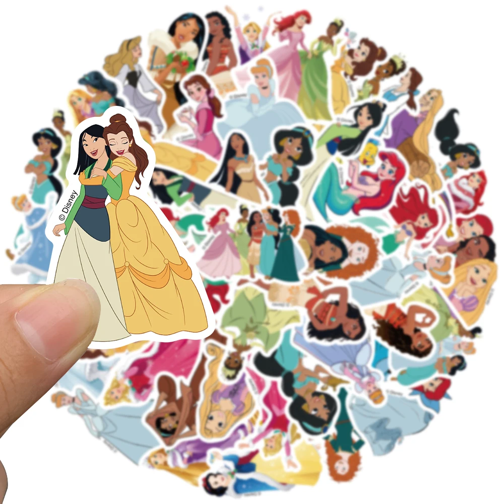 10/50/100pcs Disney Mix Cute Cartoon Micky Princess Stickers Graffiti Decal Laptop Luggage Skateboard Waterproof Sticker Kid Toy 4
