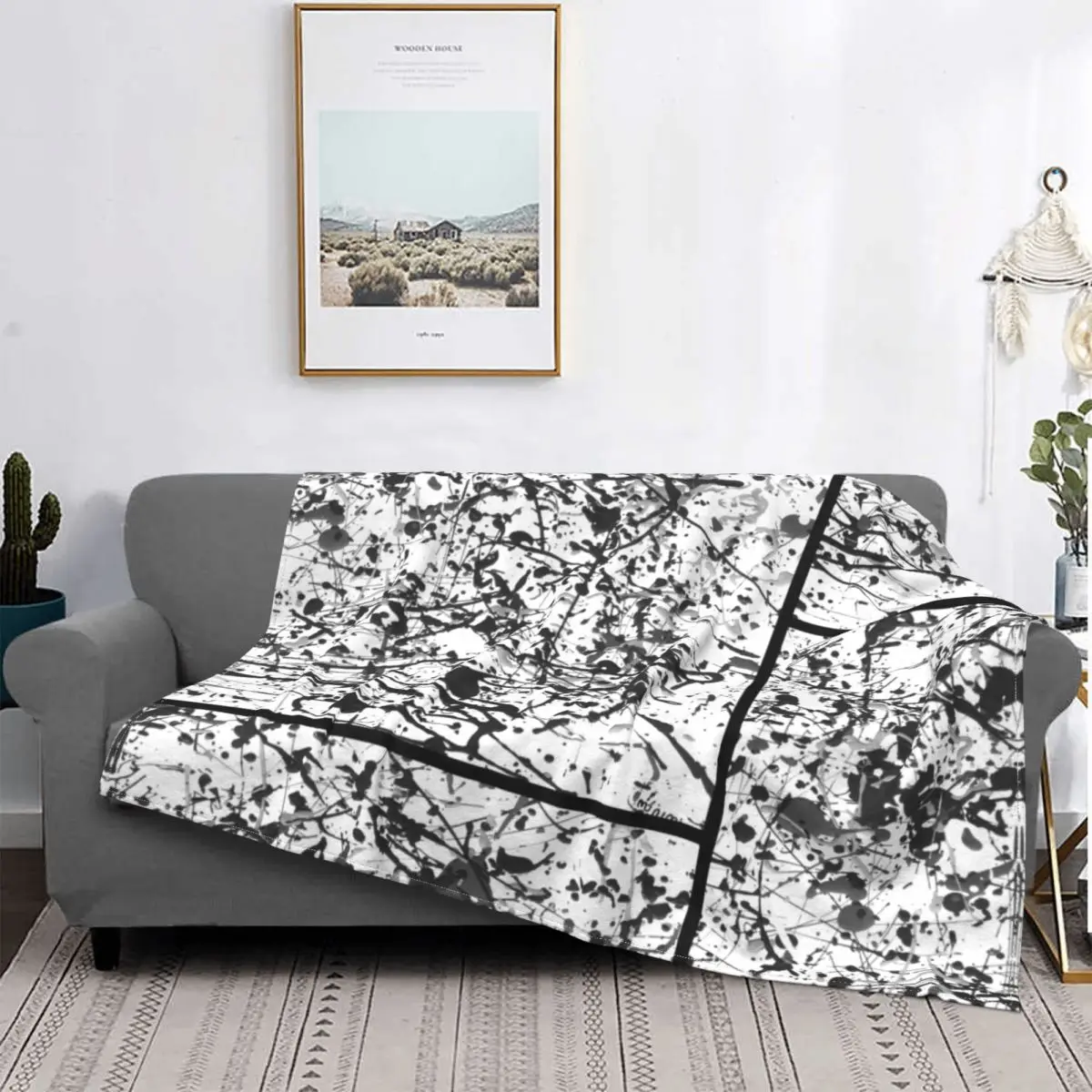 

Mijumi Pollock Black And White Blankets Velvet Air Conditioning Portable Ultra-Soft Throw Blanket for Sofa Car Bedding Throws