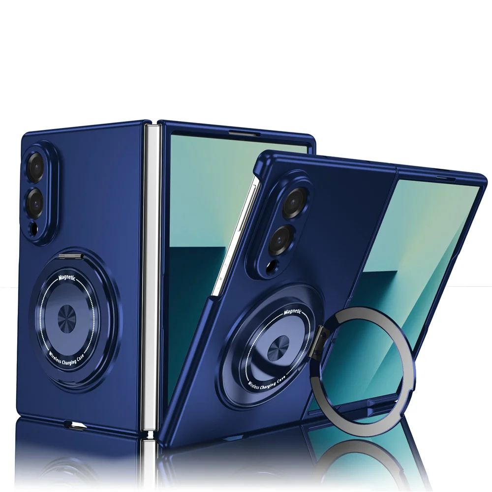 Luxury Rotating Magnetic Stand Phone Case with Lens Protector - Solid Color Cover