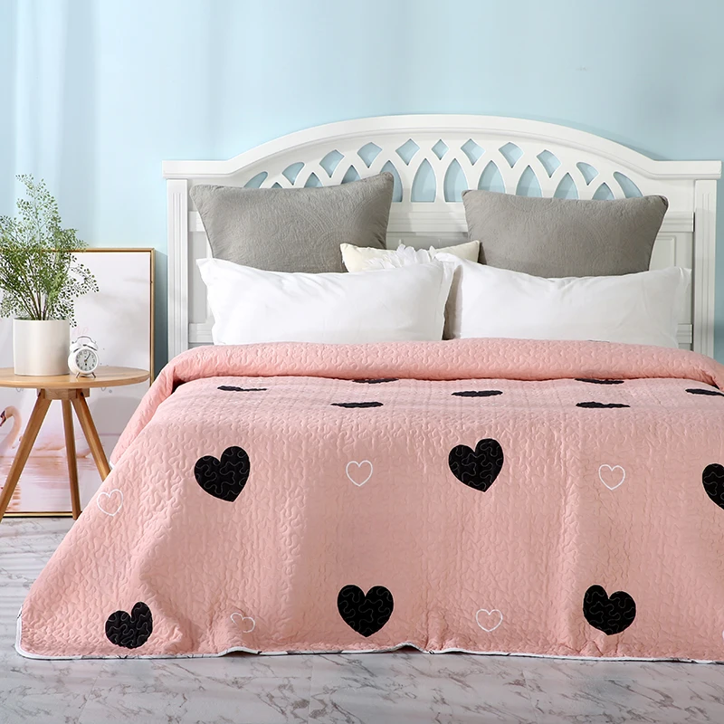 Summer Pink Cotton/Polyester Quilt 1 piece Twin Size Student Quilts Sofa Blanket Bedspread Bed Cover Sheet Bedding Coverlets #sw