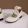 Girseaby Brand Ladies Flats Square Toe Low Heels 3cm Ankle shoes Strap Solid Concise Female Ballet Shoes Big Size 46 47 48 6