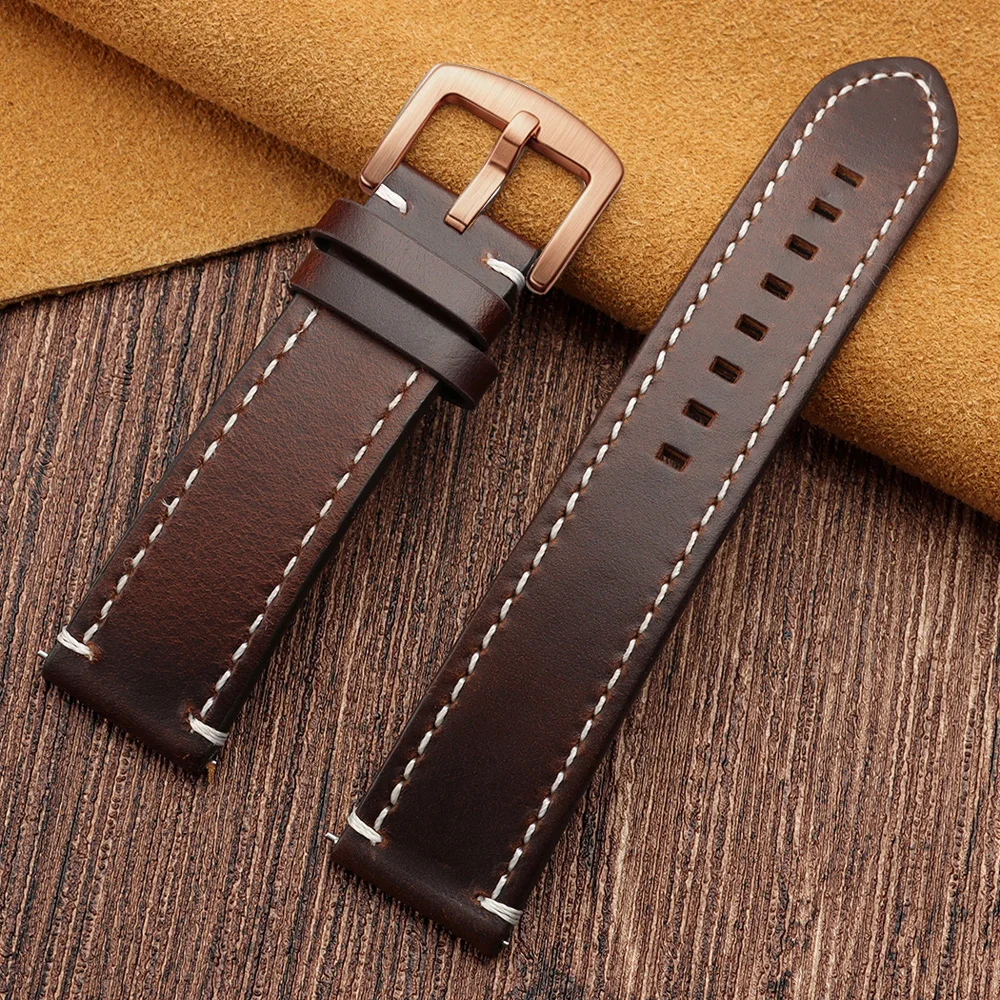 Vintage Stitching Genuine Leather Watchband - Universal Sport Strap with Accessories