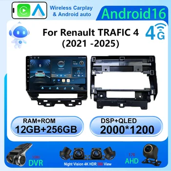 LJZN Android 16 auto Car Radio dvd player For Renault TRAFIC 4 (2021 -2025) Carplay Stereo 4G+WIFI LTE gps navigation GPS 1