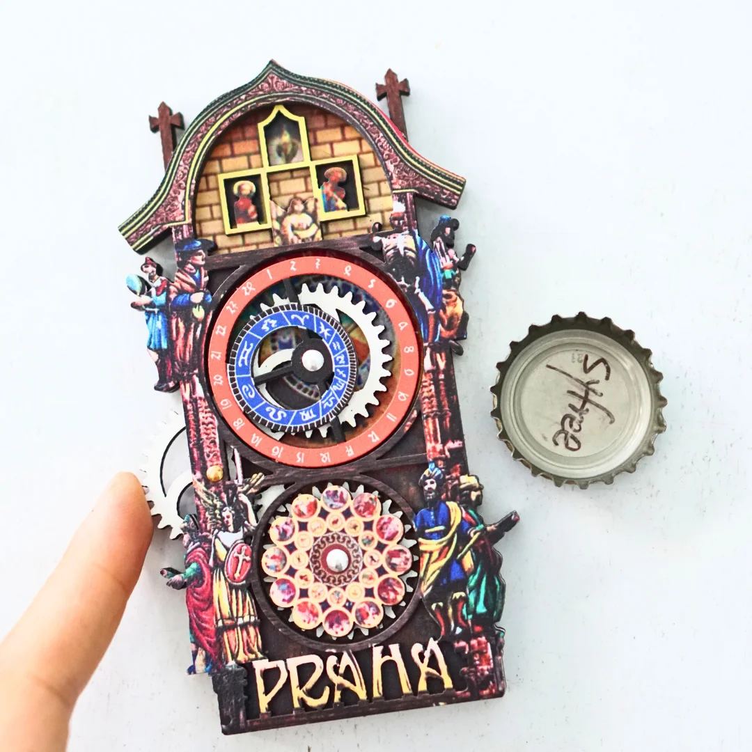 Rotatable fridge sticker Prague square fridge sticker Czech Czech travel decorations 1pc