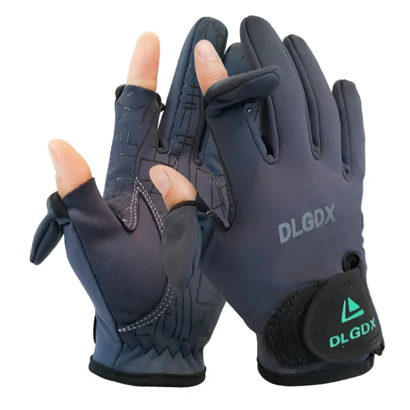 Women Men 2 Finger Flip Waterproof Windproof Photograph Fishing Gloves Velvet Warm Protection Fish Equipment Angling Gloves