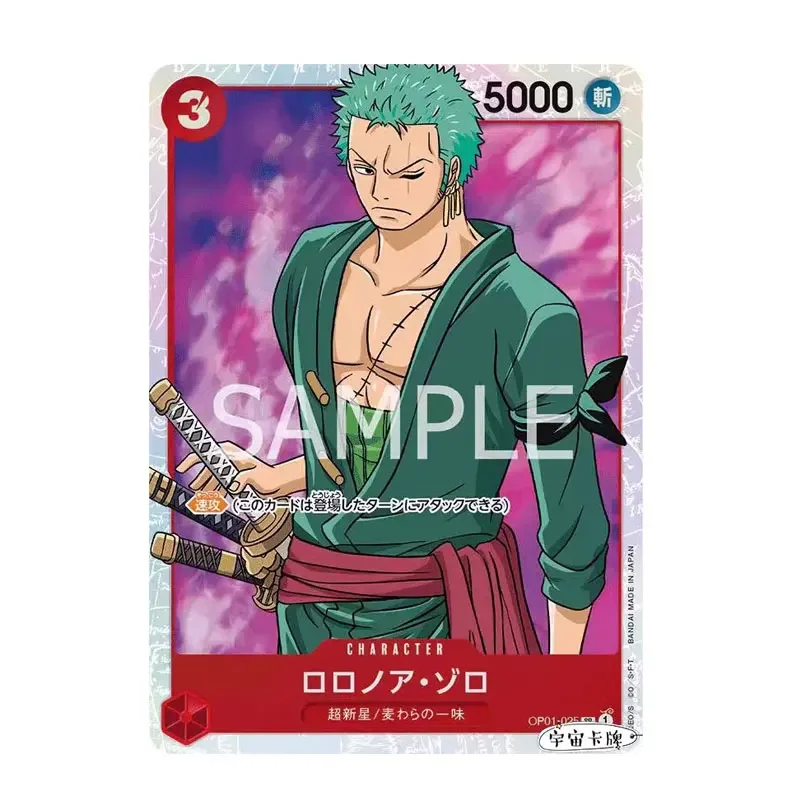 One Piece Japanese Opcg Romance Dawn Op01-025 Roronoa Zoro Sr/P-Sr Carte Da Collezione Di Personaggi Rari In Stile Anime