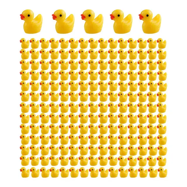 100/200pcs Yellow Duck Ornament Miniature Figures Tiny Duck Resin Handcraft Micro Mini ducklings garden Landscape Decoration
