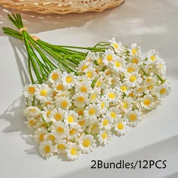 12 - Piece Artificial Daisy Flower Bouquet for Valentine’s and Wedding Decor (White)