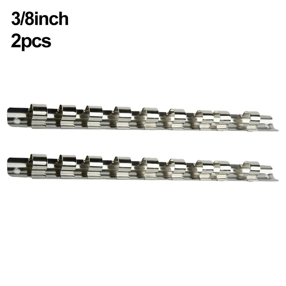 Socket Rack Holder Socket Organizer  1/4 3/8 1/2 Inch With 8 Clips On Rail Tool Socket Clip Rail Holder Socket Organizer Tools 4