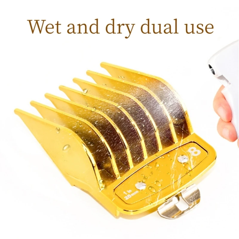 8Pcs/Set Limit Comb For Wahl Hair Clipper Guards Barber Shop Cutting Guide Combs Electroplated Gold Positioning Caliper Y0423 2