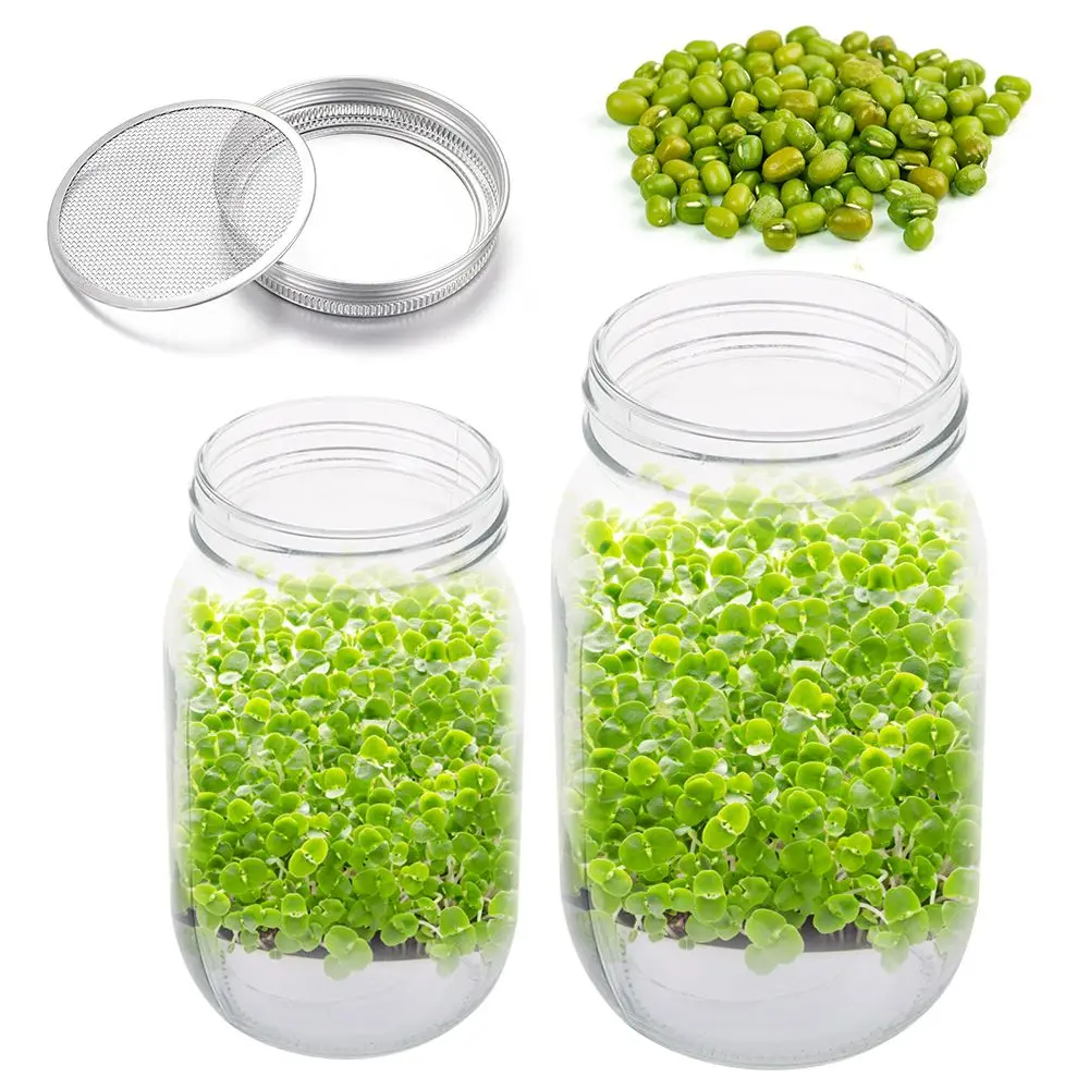 Sprouting Jars 16 32oz with Screen Lids Sprouts Growing Kit Wide Mouth Mason Jar Seed Germination Kit Indoor Sprouter Set