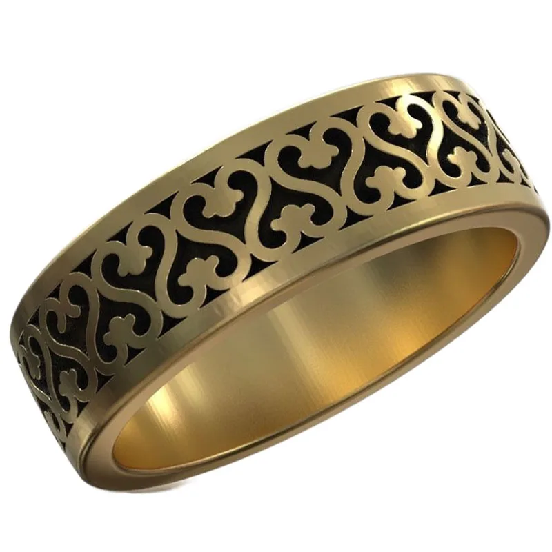

8g Eternity Pattern East Style Wedding Band Gold Couple Rings 925 Solid Sterling Silver Ring Many Sizes 5-13