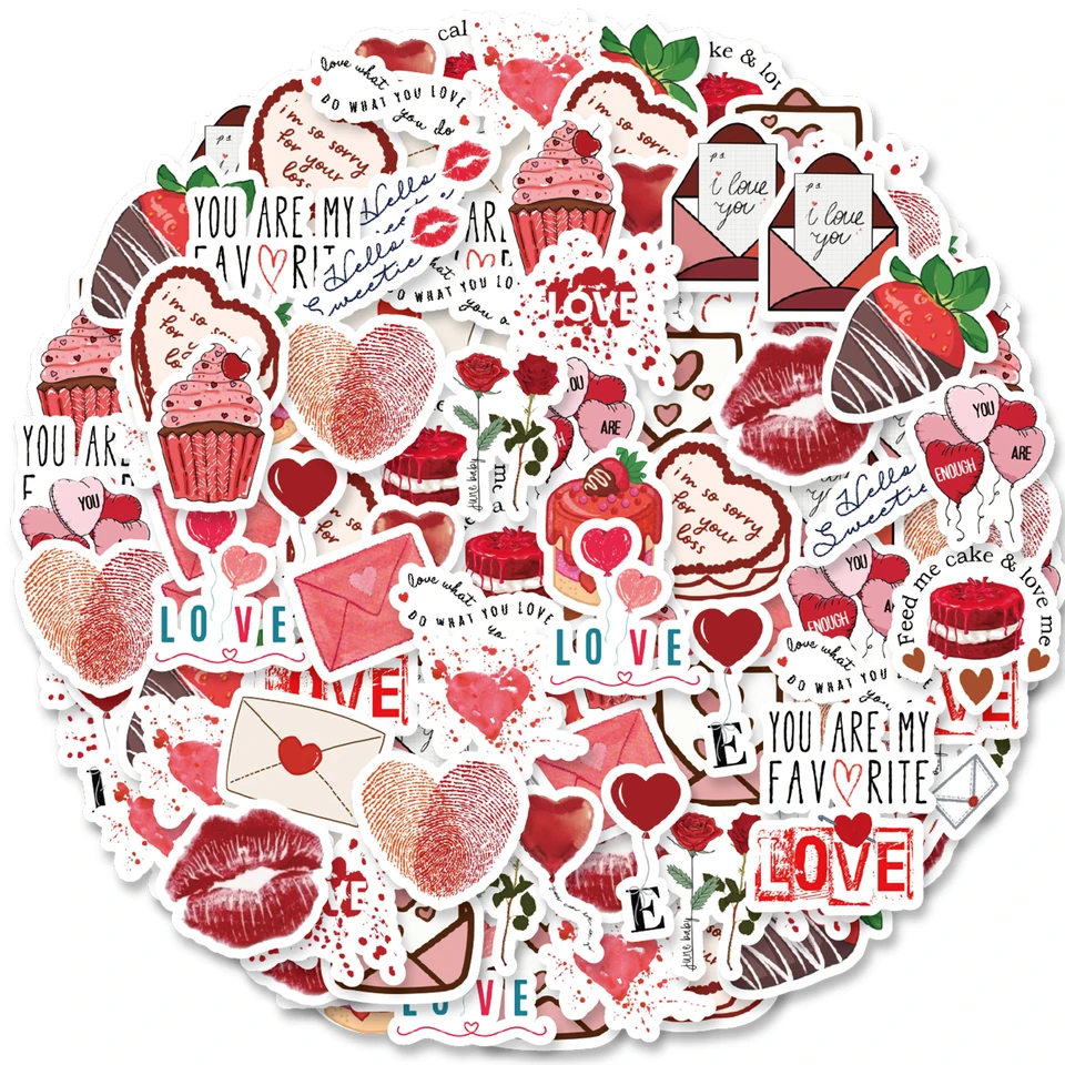 Adesivi Love per computer portatile (50 pezzi), regalo per bambini, adolescenti, adulti, ragazze, ragazzi, San Valentino, impermeabili, per bottiglia d'acqua, telefono, latticini