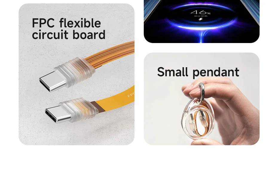FPC USB C Flexible Soft Cable Portable Keychain Hagibis