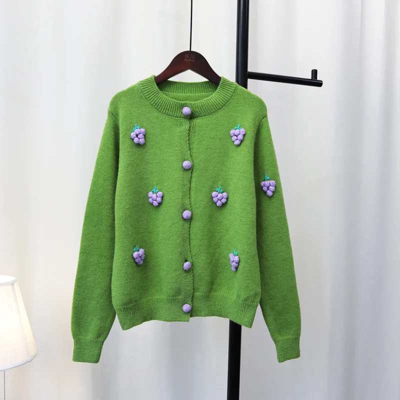 

Floral 3D Appliques Fashion Women Sweater Cardigan Full Sleeves Loose Casual Lady Knitting Jackets Lady Jumpers