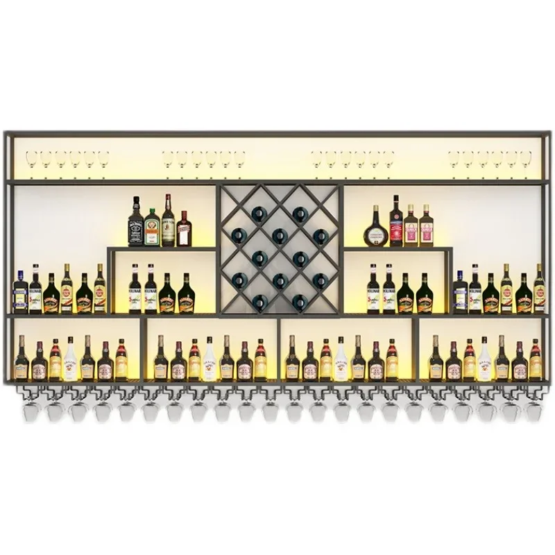 Wrought Iron Wine Cabinet Industrial Wine Rack Bar Display Cabinets Restaurant Storage Showcase Vitrina Bar Furniture