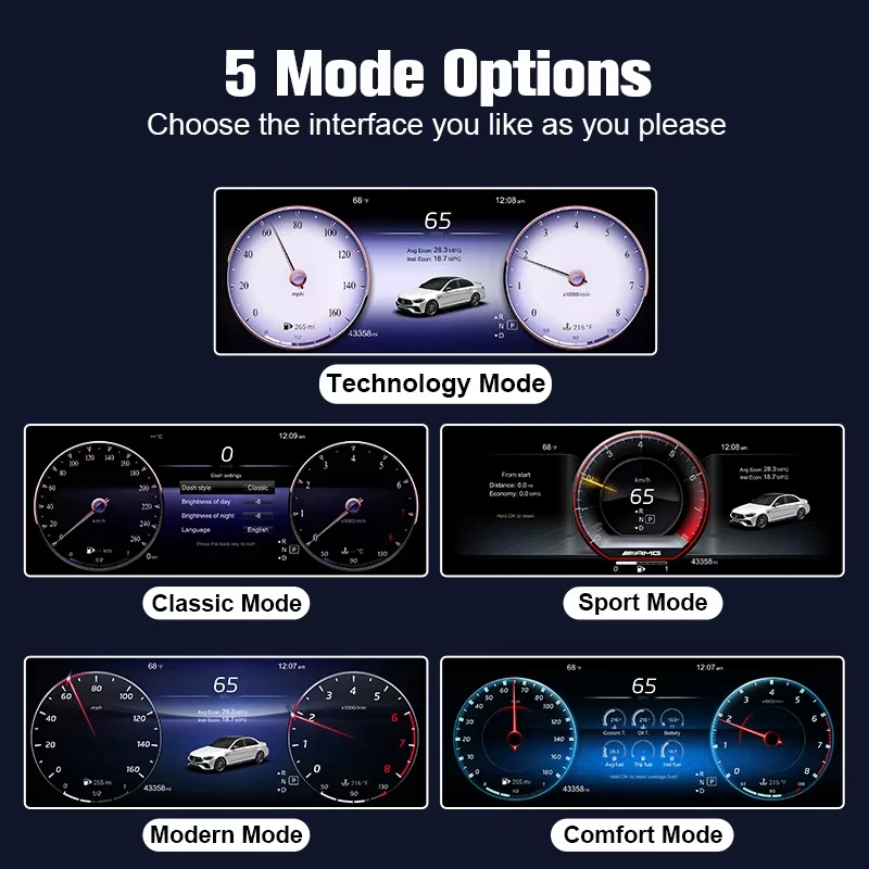 메르세데스-벤츠 C-클래스 W204 (2008-2010) NTG 4.0 클러스터 계기판 속도계용 12.3인치 디지털 계기판