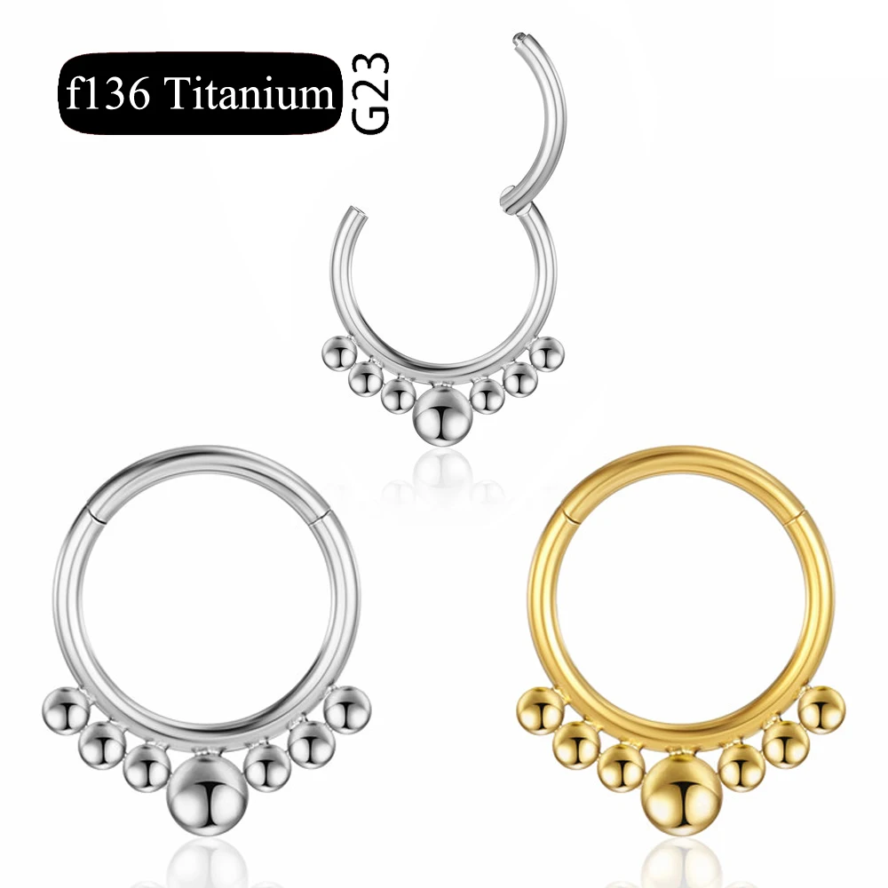 G23 Titanium Piercing Hinged Segment Hoops CZ Stone Nose Rings Clicker Ear Cartilage Tragus Helix Earrings Piercing Body Jewelry