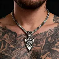HNSP Odin Viking Rune 316L Stainless Steel Pendant Necklace For Men Chain Jewelry Accessories - Image 2