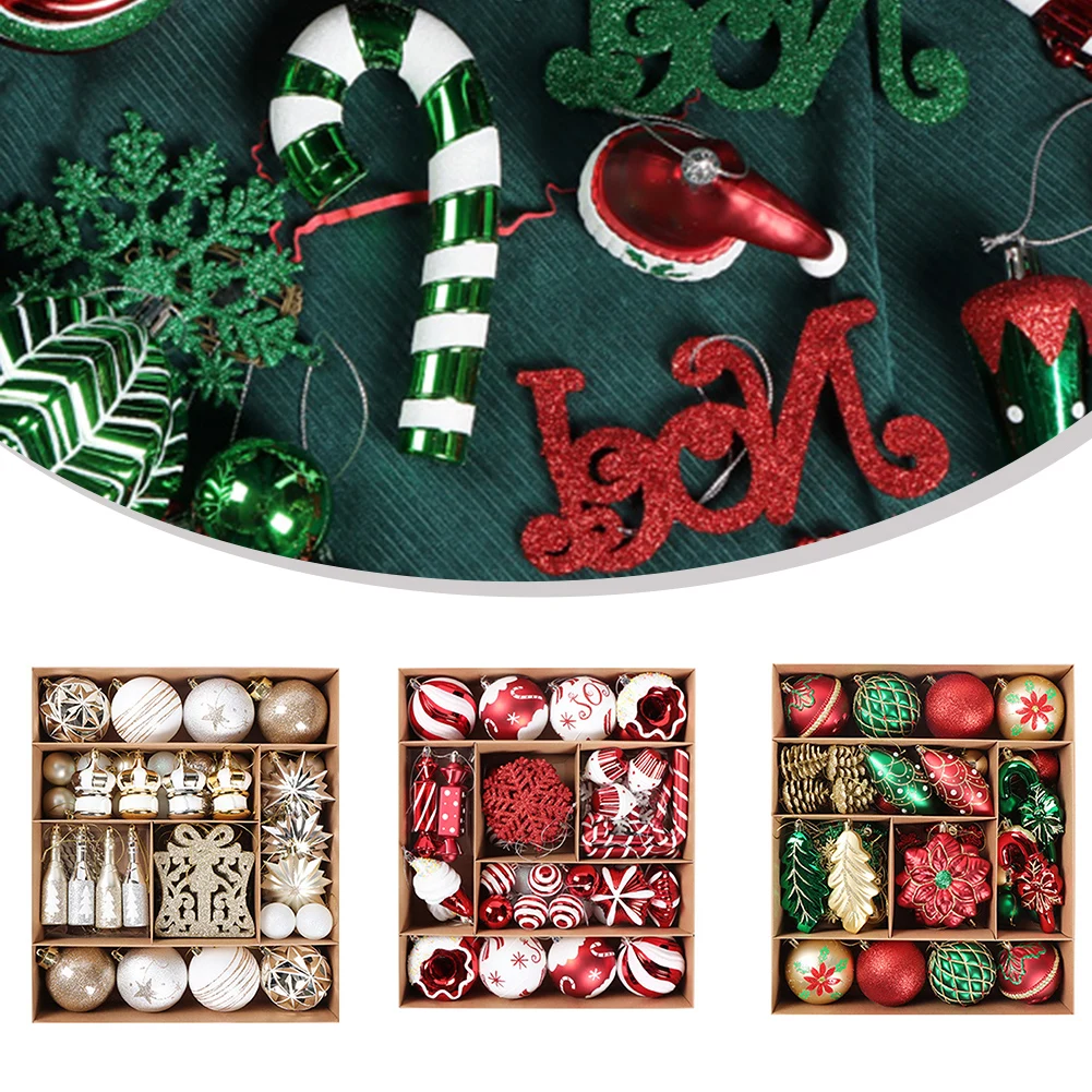 

70pcs Christmas Tree Baubles Balls Xmas Bubbles Ball Creative Painted Christmas Pendant Balls Party Tree Courtyard Decoration