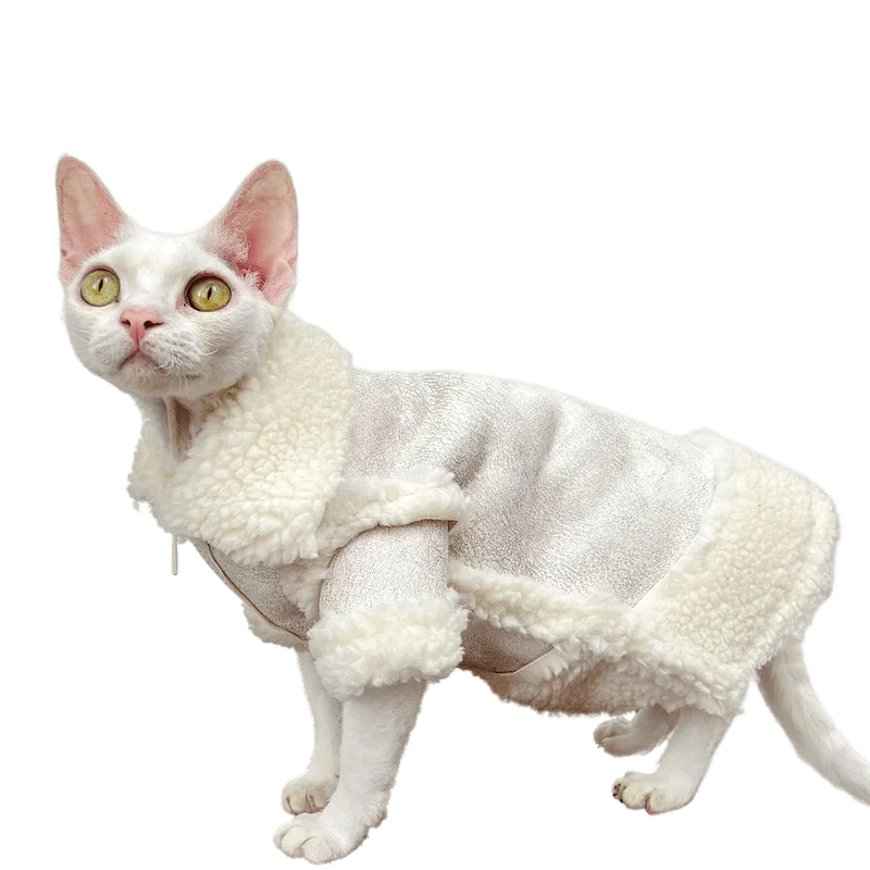 Sphinx Hairless Cat Clothes Winter Thick Lamb velvet coat Devon Rex