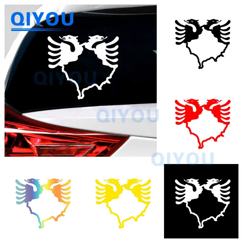 Fun Kosovo Map Albania Double Headed Eagle Car Sticker Die-cut PVC Decal Suitable for Off Road Body Laptop Car Windows