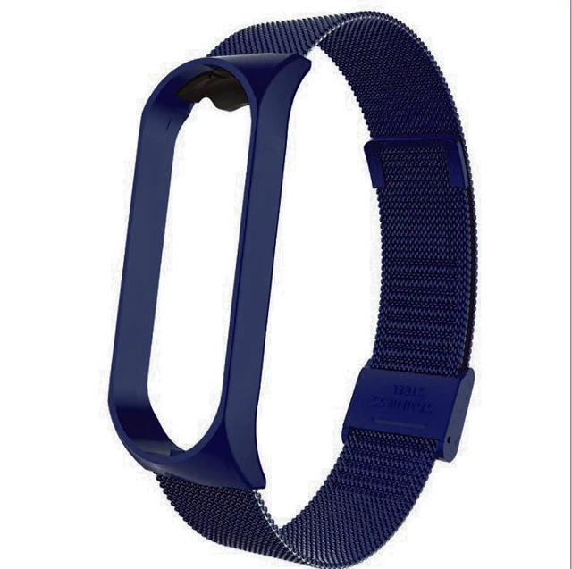 Strap For Xiaomi Mi Band 6 4 5 Wrist Metal Bracelet Screwless Stainless Steel MIband for Mi Band 4 3 5 Strap Wristbands Pulseira Midnight Blue