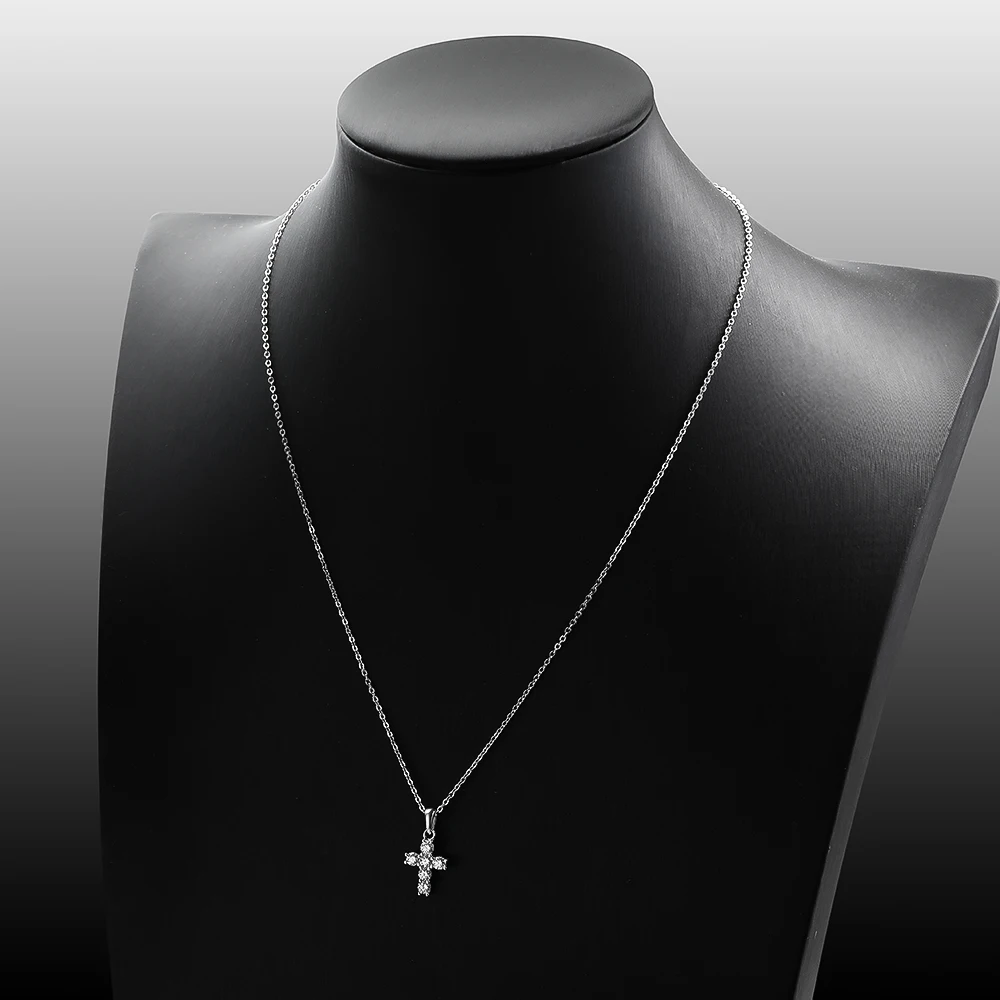 TBCYD D Color Moissanite Cross Pendant Women 18k White Gold Plated S925 Sterling Silver Necklace Chain Wedding Fine Jewelry moissanite pendant necklace