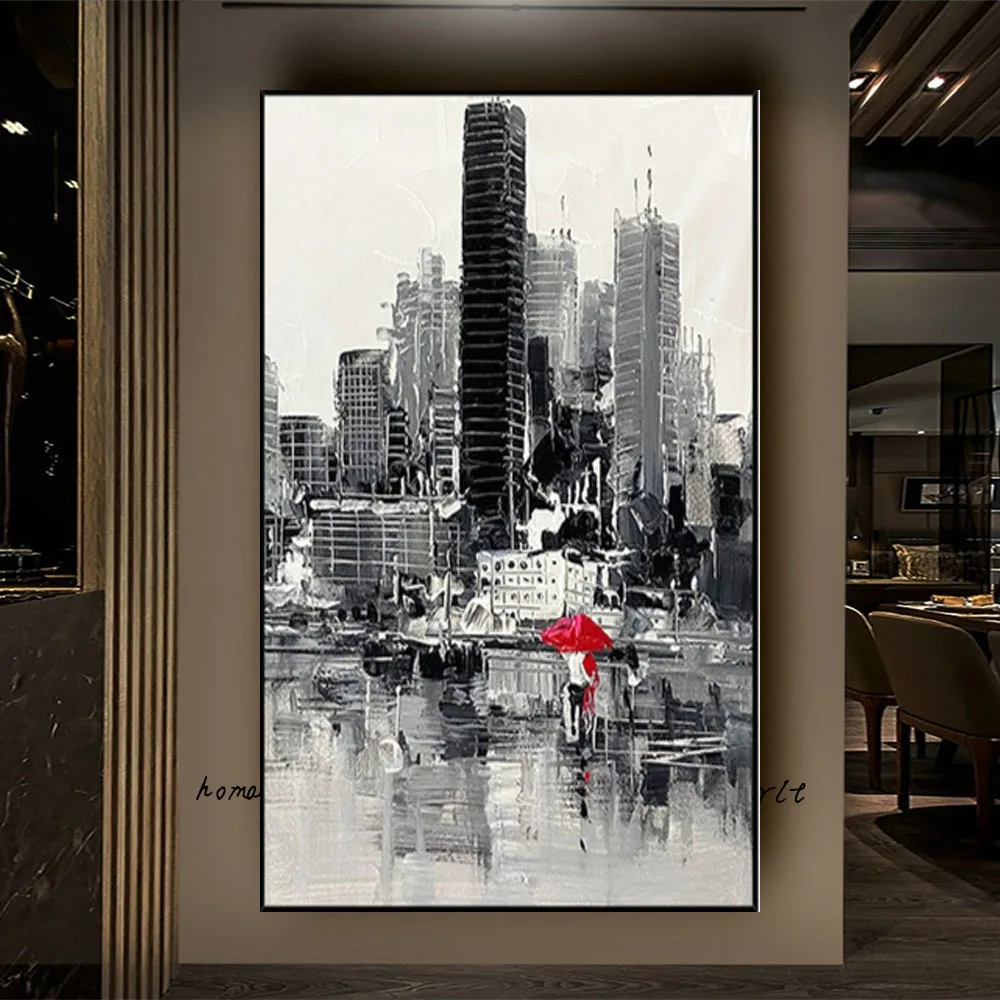 

Nordic Modern Handmade Art Paris City Street View City Oil Painting Wall Landscape Canvas Paintings For Living Room Home Decor
