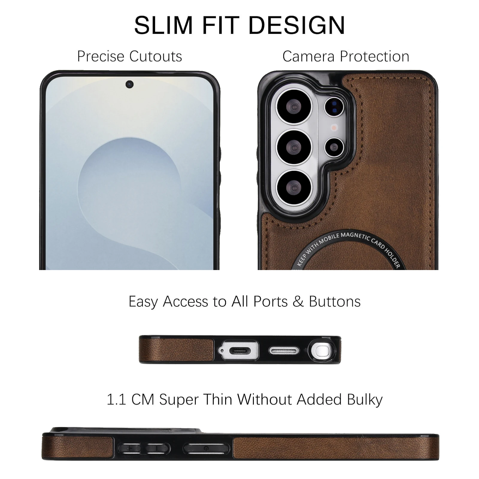 Luxury Leather Magnetic Slim Phone Case - Plain Shockproof Cover