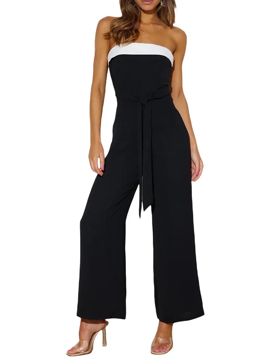 

Women s Off Shoulder Ruffle Jumpsuit with Wide Leg Pants and Belt - Stylish Summer Romper for Casual Streetwear
