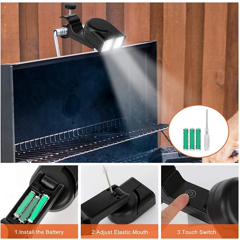 Grill Lights For BBQ Waterproof-Press Switch & 10 Super-Bright Barbecue Led Lamp Heat Resistant & Flexible Light