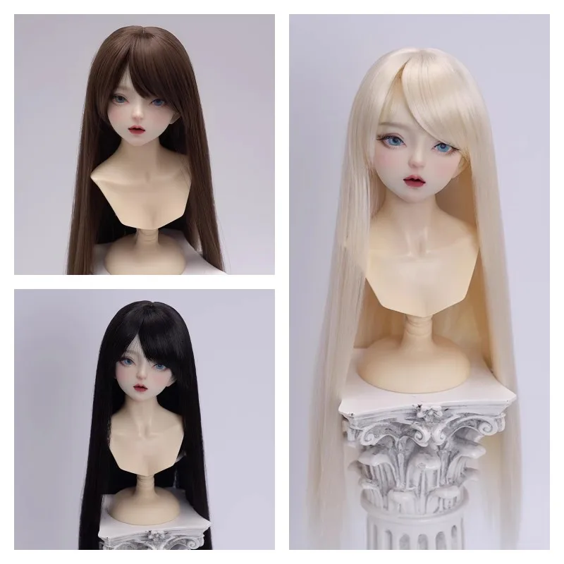 BJD Wigs High Temperature Fiber Long Straight Hair for 1/3 1/4 1/6 Multicolor Wigs Doll Accessories