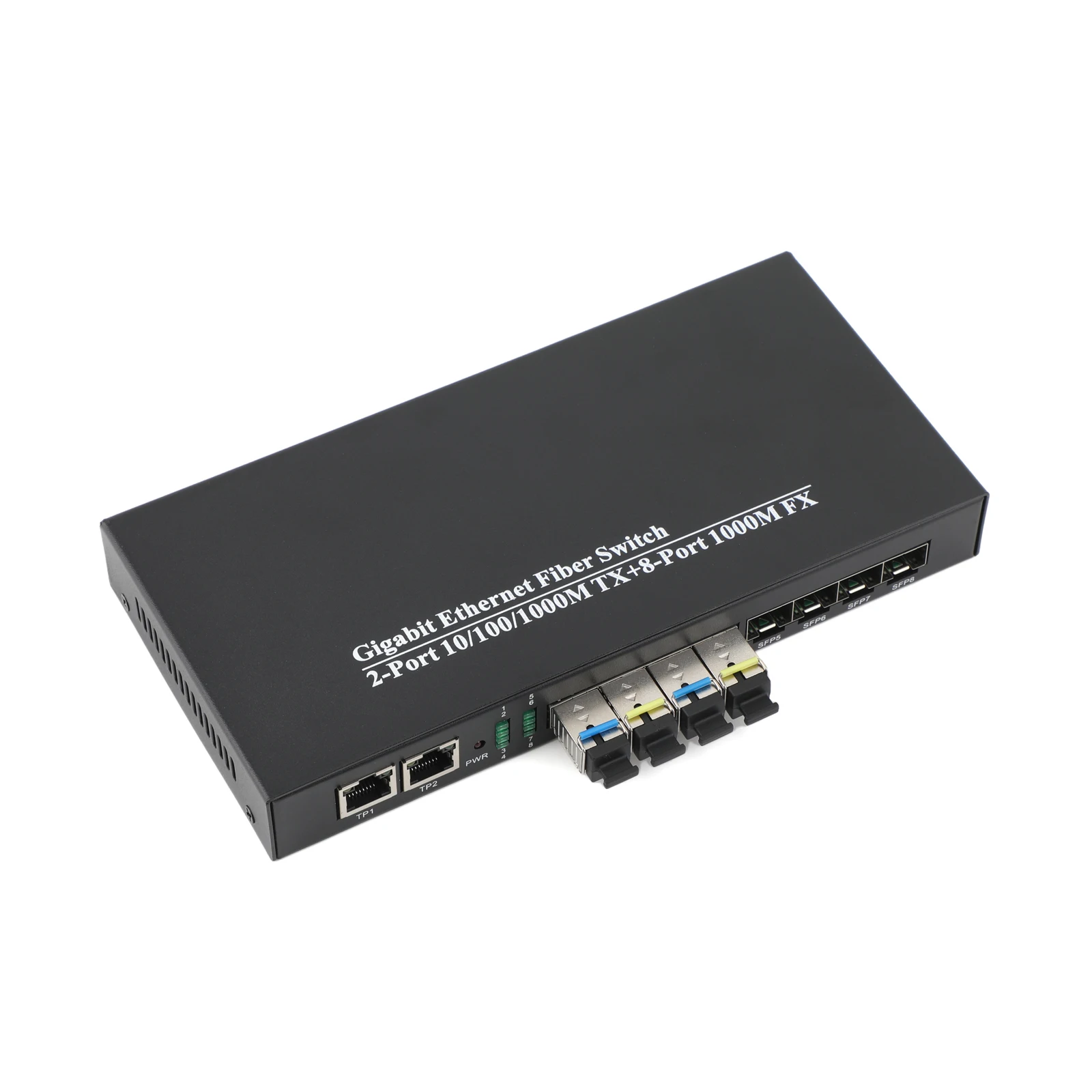 8 SFP to 2 RJ45 Transceiver 1PCS Gigabit SFP Media Converter 10/100/1000M Fiber Optic Switch With 3KM/20KM SC Module
