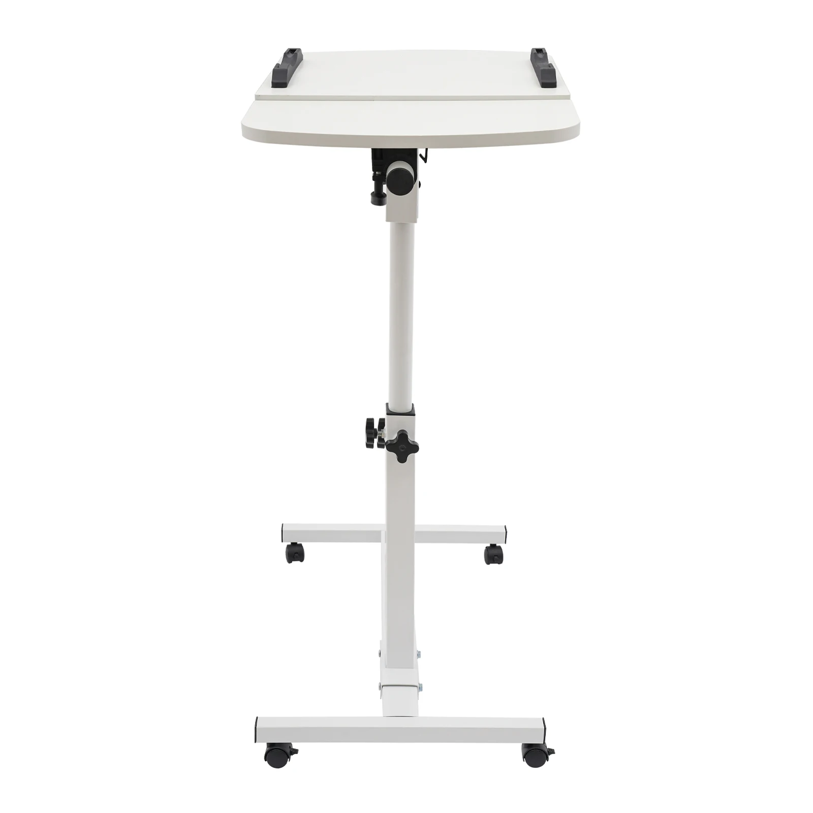 360° Adjustable Laptop Desk Stand Table Stand  Rolling Laptop Table with 4 Wheels White 6