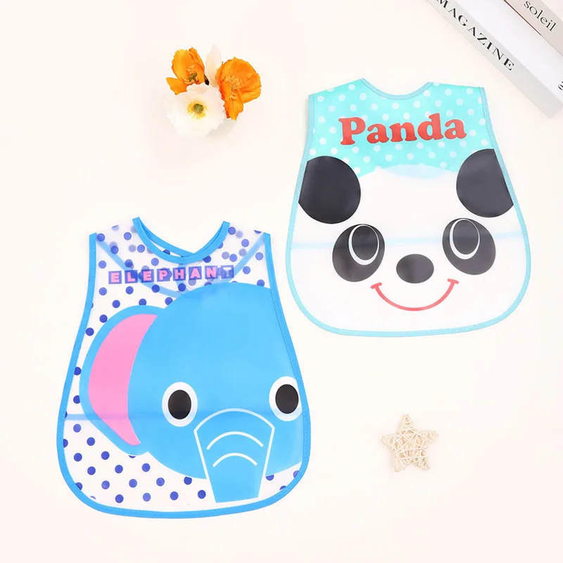 2PCS/Lot Infant Toddler Boys Girls Sleeveless Feeding Waterproof Baby Bibs for Apron Cartoon Animals Child Kids Bib