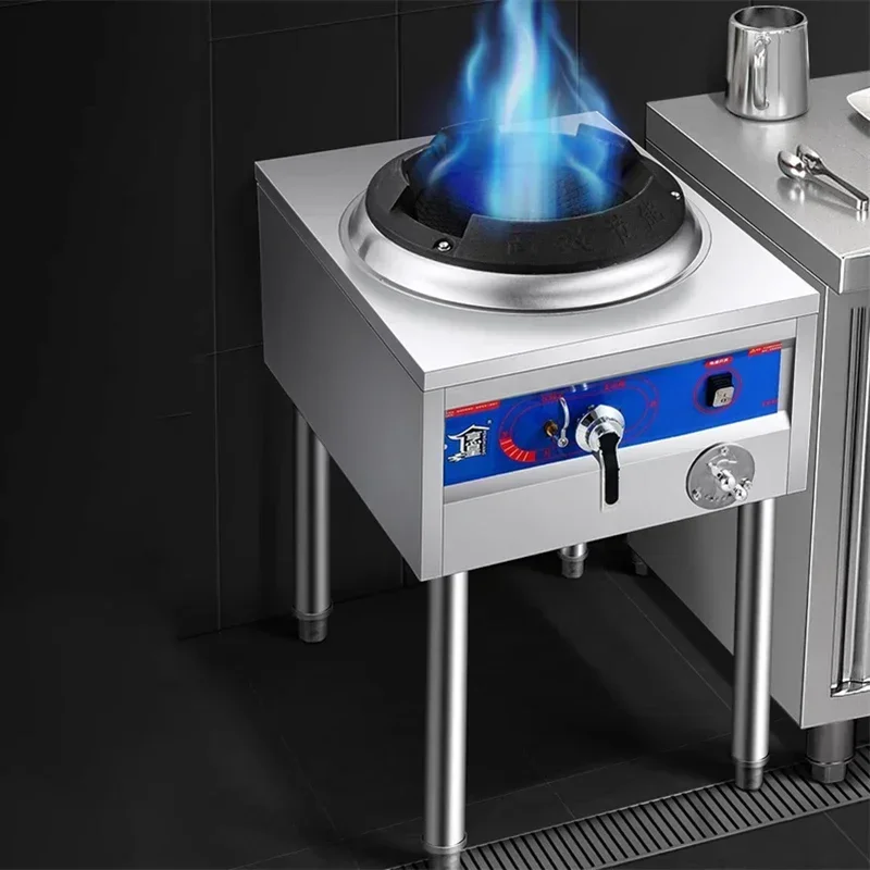 Commercial Fierce Fire Stove with Fan Low Pressure Single Cooktop Natural Gas Stove Hotel Special Gas Cooker Flameout Protection