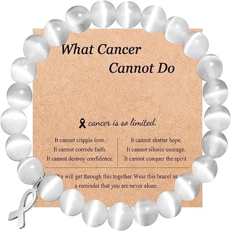 Breast Cancer Awareness Natural Stones Crystal Bracelet Message Card Jewelry fashion bracelet fashion jewelry